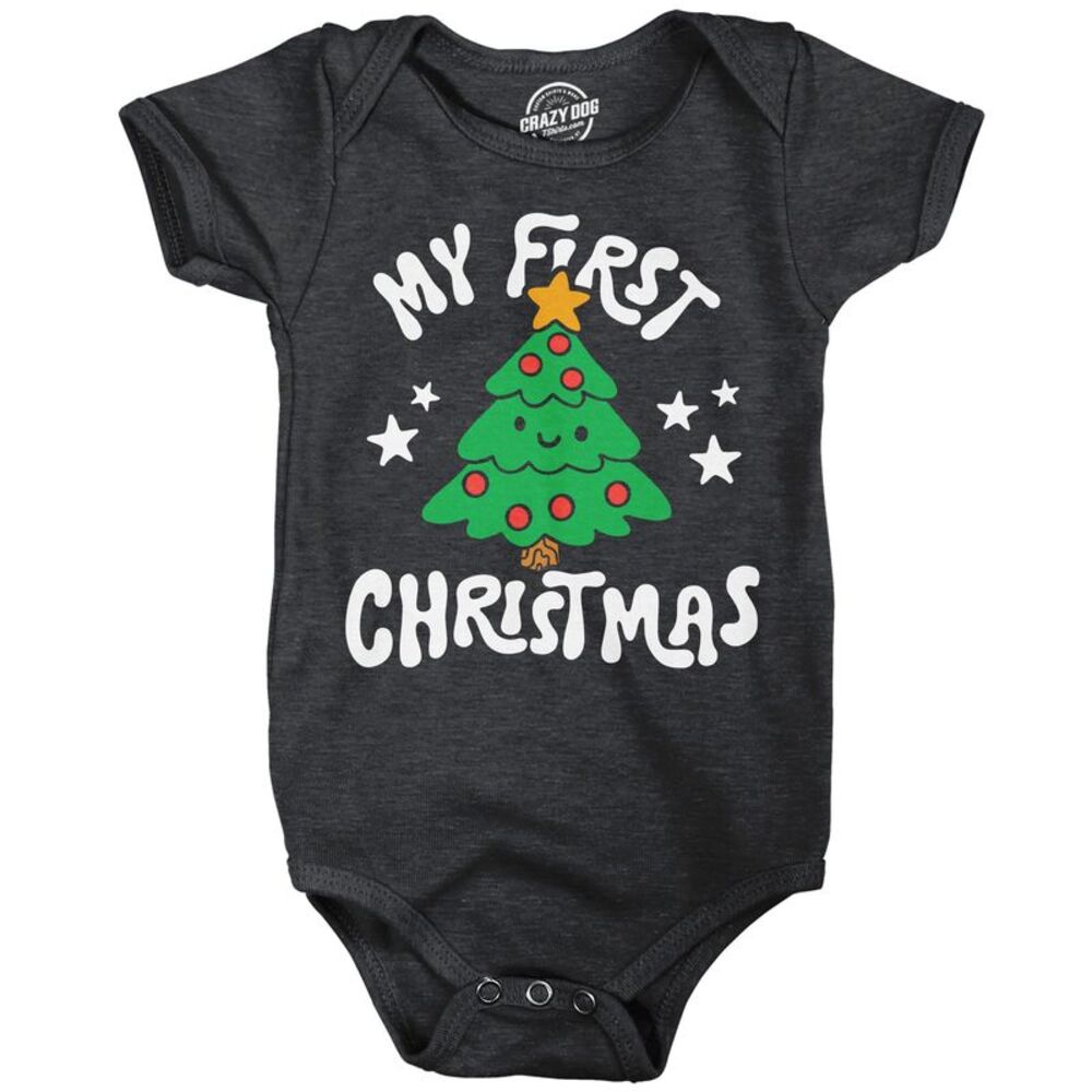 My First Christmas Baby Bodysuit Funny Cute Jumper For Infants